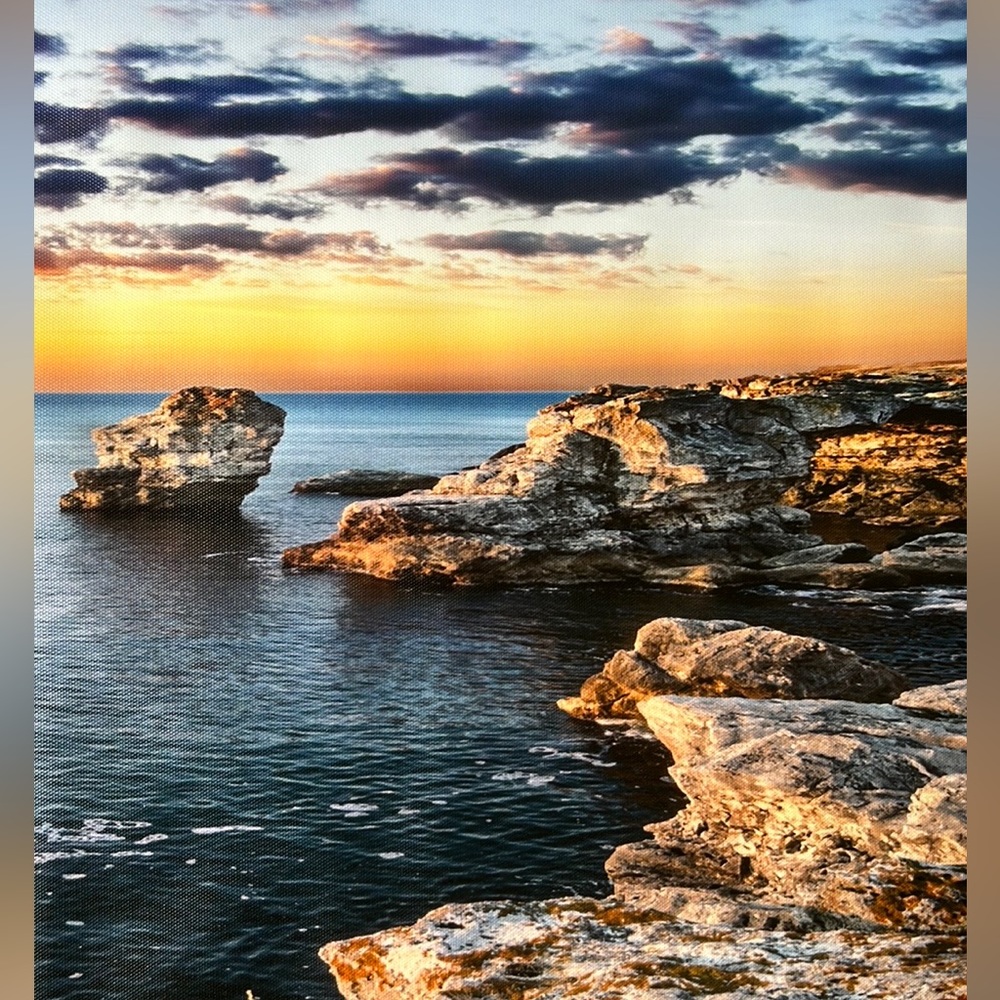PREMIUM Panorama Canvas Print Wall Art Rocky Sea Sunset 19.7" x 59" - Picture 6 of 7
